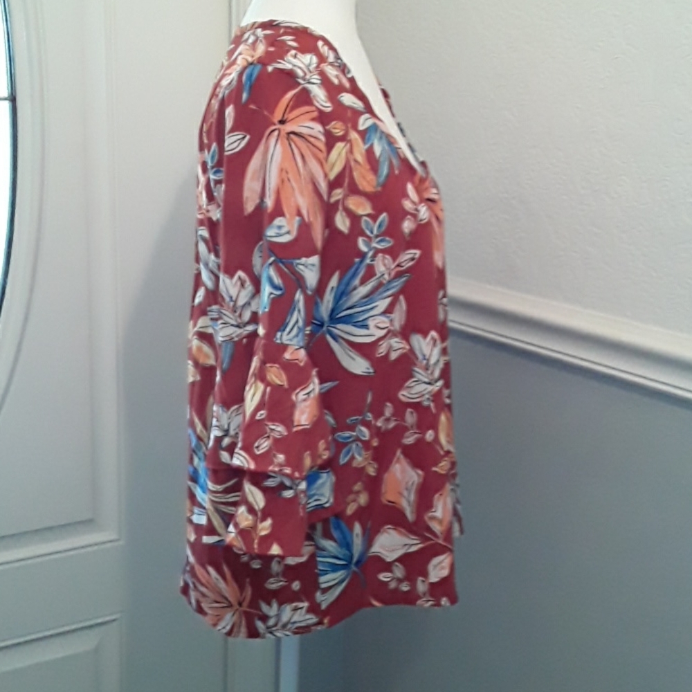 JM Collection Rust Blouse - Picture 5 of 6